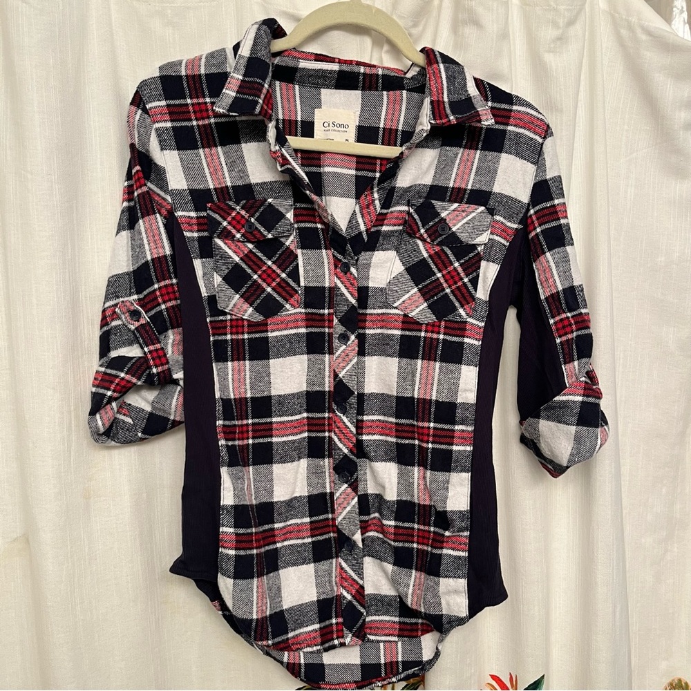 Ci Sono red plaid top